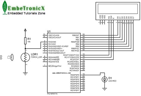 pic16f877a interfacing circuit diagram